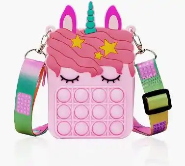Unicorn pop-it purse for girls pink