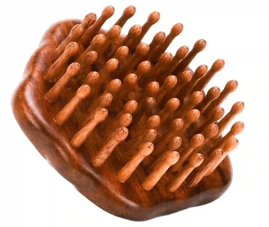 Wooden Scalp Massager and Hair Brush for Postpartum Hair Care and Stress Relief