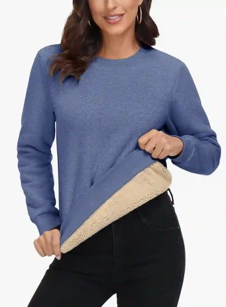lined sweatshirts for women cozy fleece lined pullover warm casual outfit for fall winter