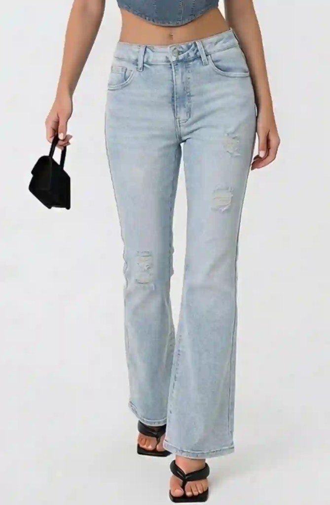 distressed blue jeans women casual ripped denim everyday outfit styling