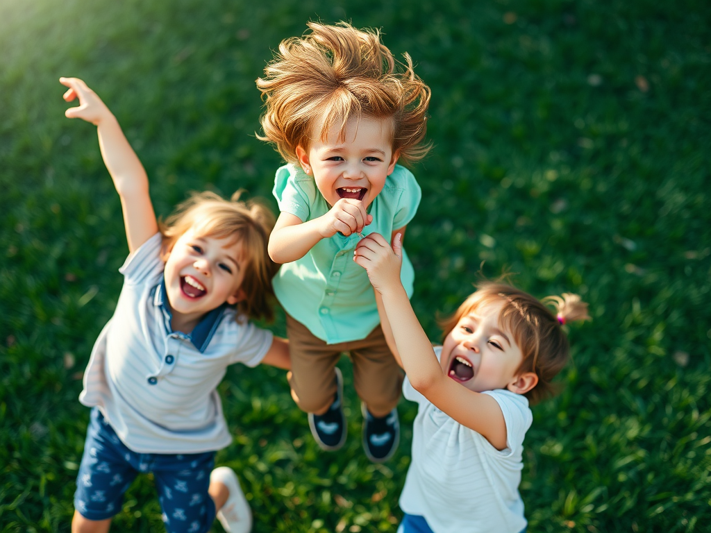 Kids having fun playing jumping games