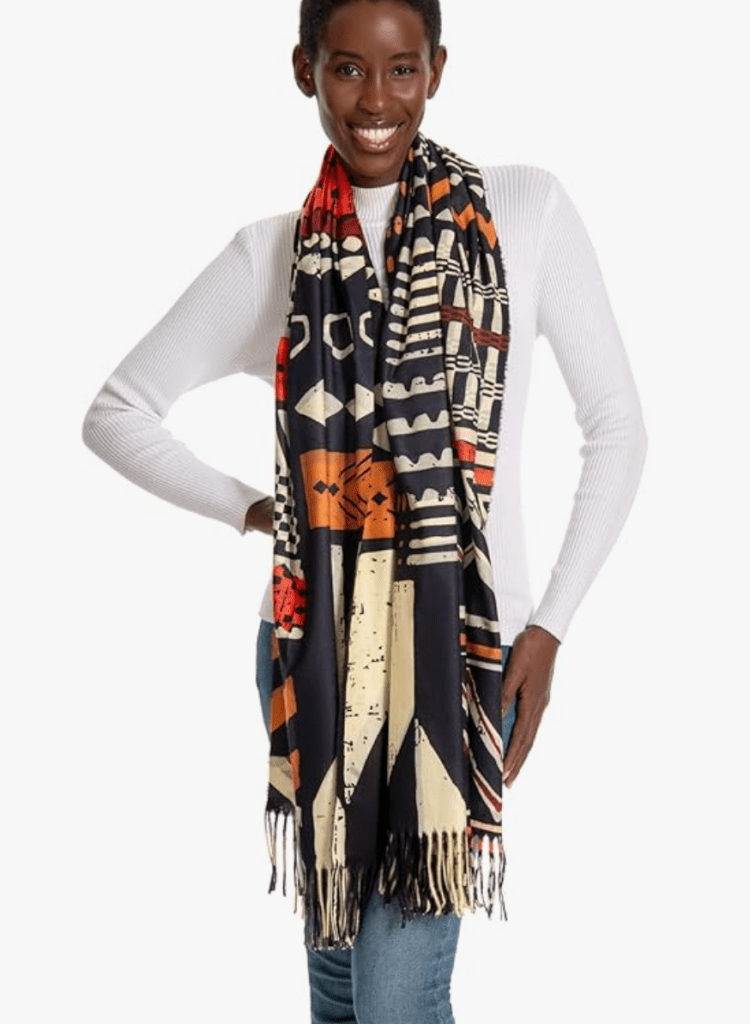 Soft cashmere to give tribal vibes and best for keeping warm in autumn/winter