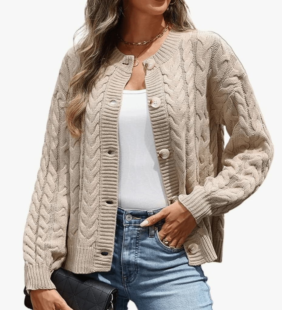 Fall Cardigan Sweaters for Women Casual Cable Knit Button Down Jackets Long Sleeve Open Front Outwear Coats
