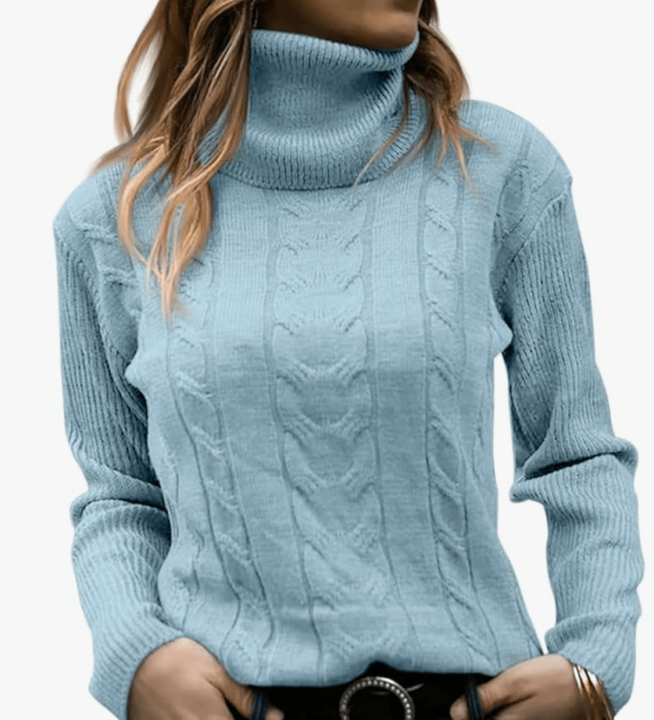 Womens' Turtleneck Long Sleeve Cable Knit Sweaters