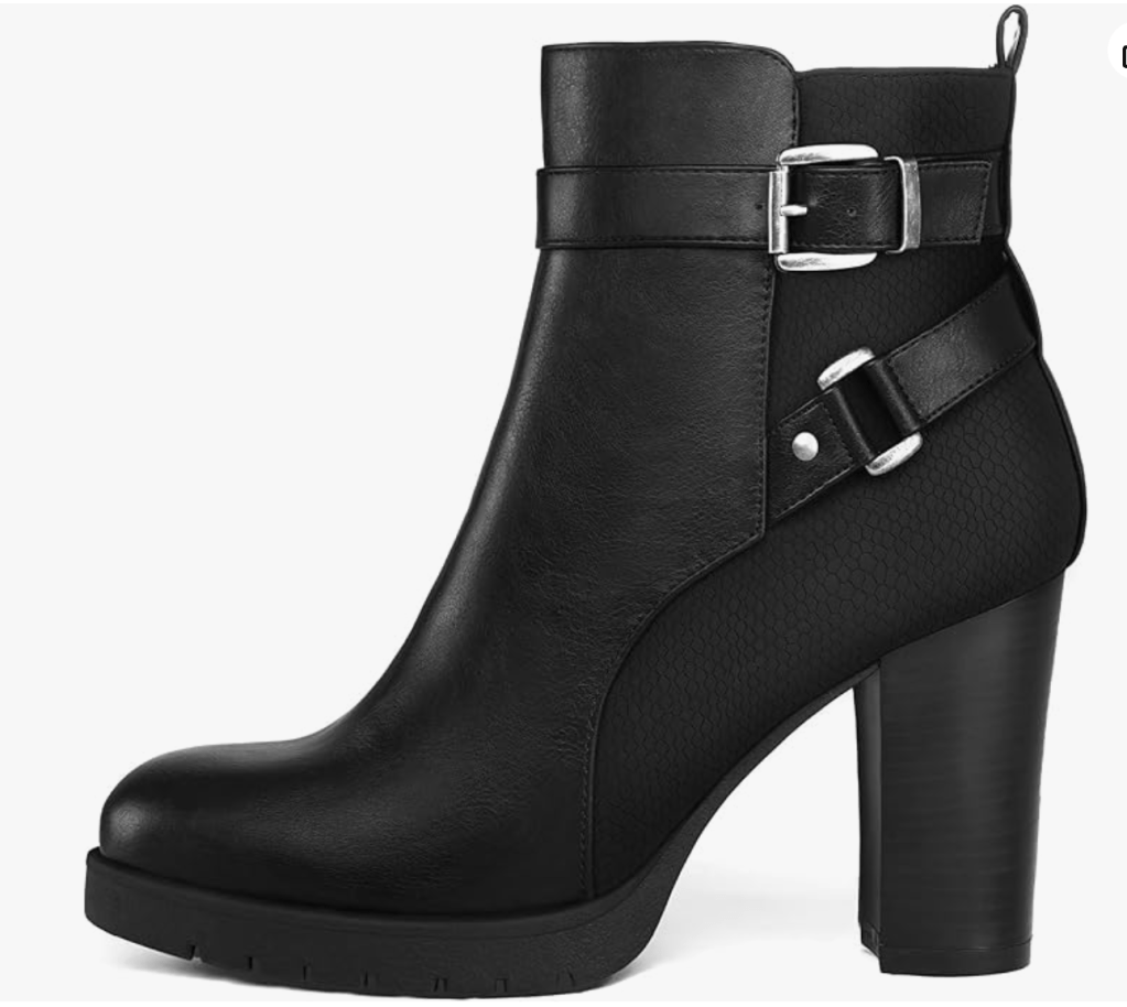 Women's Ankle Boots Chunky Stacked Heel Zipper Booties - Available in Wide Sizes