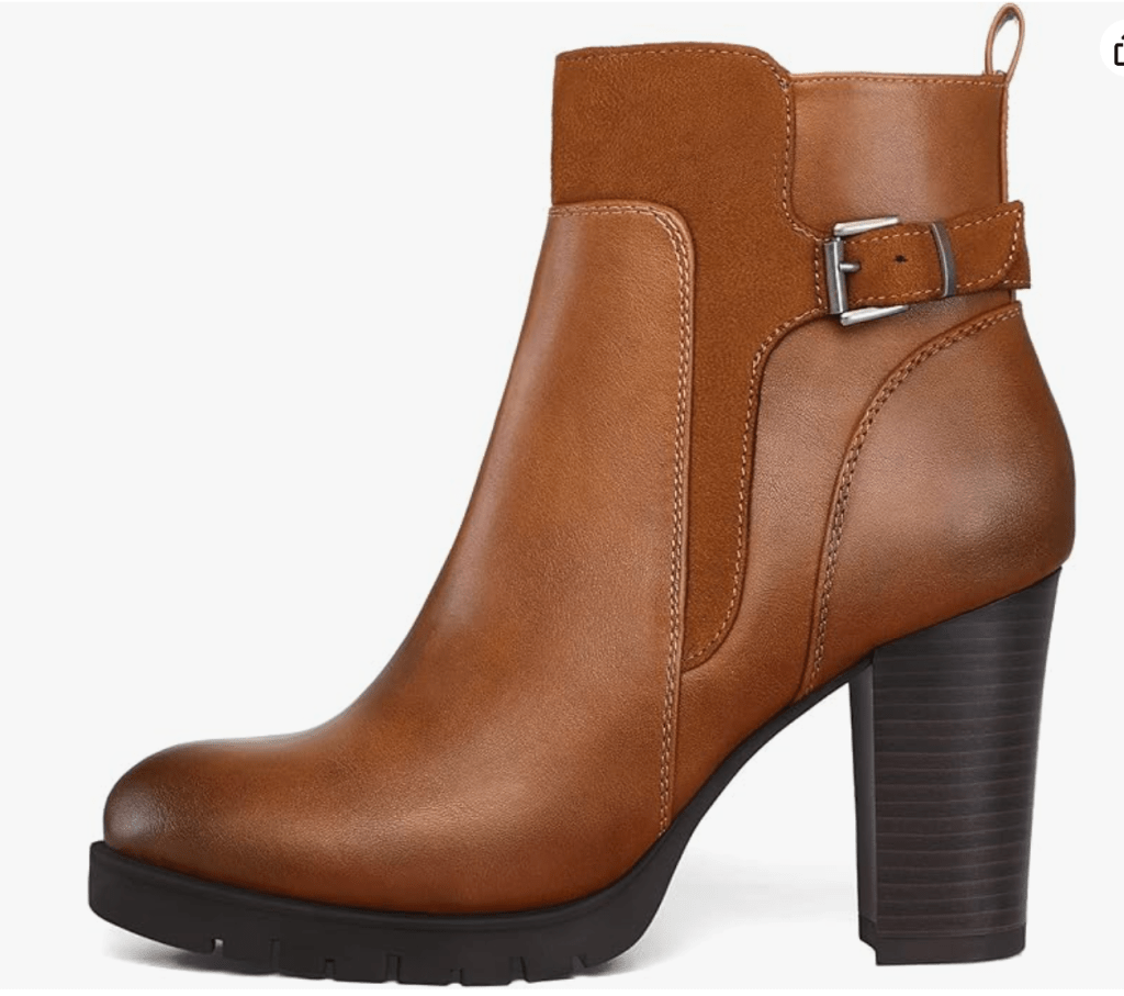 Women's Ankle Boots Chunky Stacked Heel Zipper Booties - Available in Wide Sizes