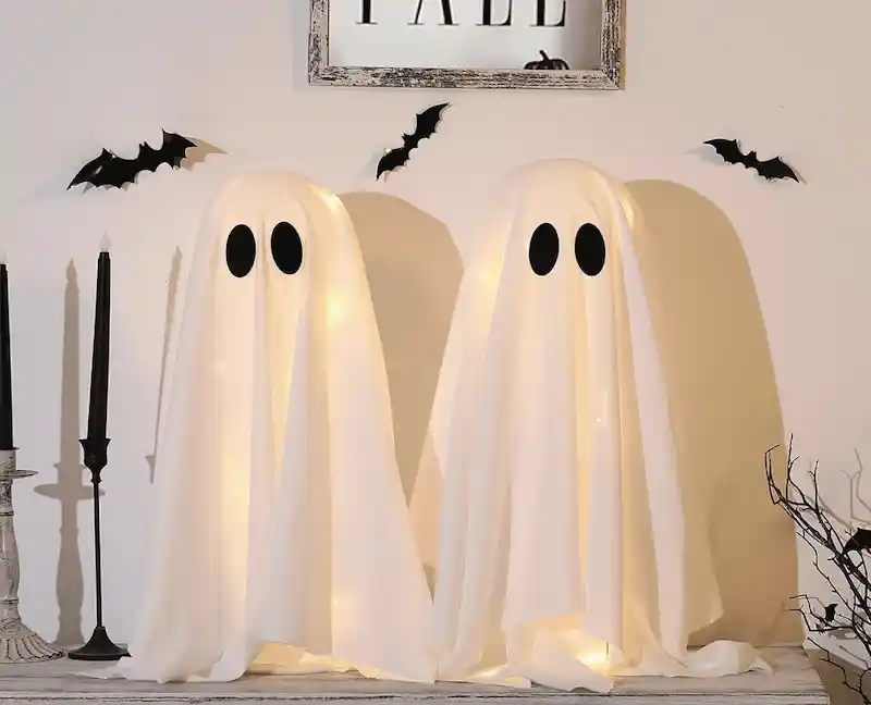 Halloween Decorations -2 Packs Spooky Light Up Ghosts with Lights