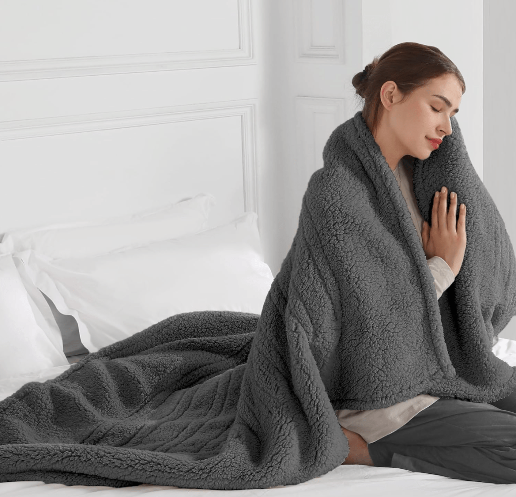 Heated Throw Blanket, Electric Blanket Throw with 5 Heating Levels & 4 Hours Auto Off