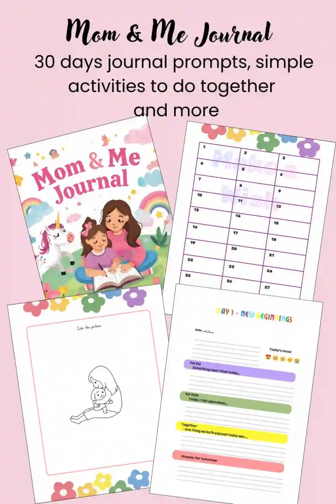 Free printable mom and me journal prompt page for daily bonding and reflection activities