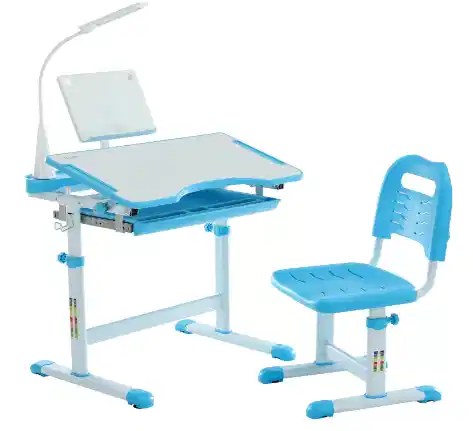 Kids Functional Desk and Chair Set, Ergonomic Height Adjustable Children School Study Desk