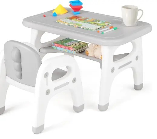 Dinosaur Shape Children Activity Table and 1 Chair for Art Craft