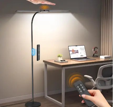 Bright Reading Floor Lamps for Study Room with Gesture Switch & Remote Control