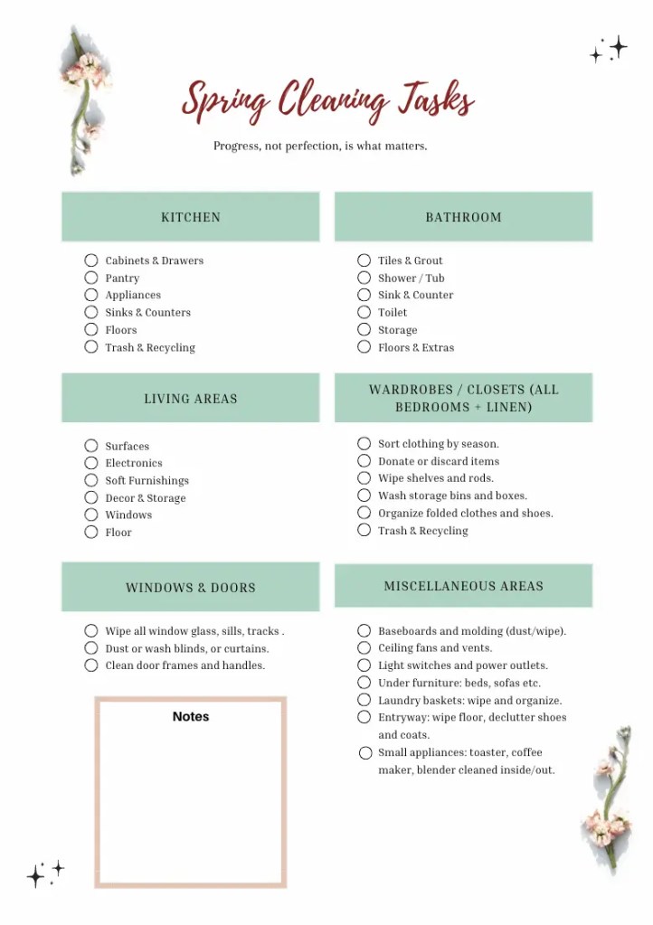 A realistic, stress-free spring cleaning checklist designed for busy moms. Clean every room without overwhelm.