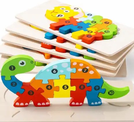 6 pack wooden animal toddler puzzles Montessori learning toy for kids ages 3 to 5