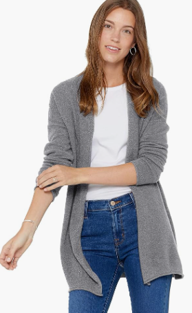 Women’s mid-thigh lightweight cashmere cardigan, soft and cozy, perfect for layering