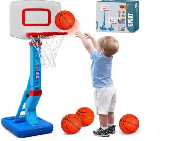 adjustable toddler basketball hoop indoor outdoor with inflatable balls for ages 2 to 5