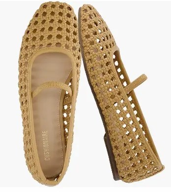Women’s woven Mary Jane-style flats with memory foam, breathable mesh, and wide width options
