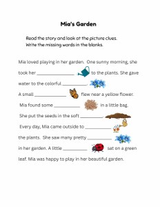 Grade 1 Cloze Reading Worksheets with Picture Clues (Free PDF)