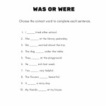 Was and Were Worksheets for Grade 2 and 3
